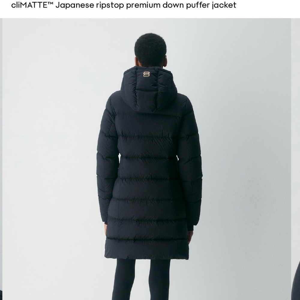 Women's Black Long Puffer Coat with Hood - Picture 3 of 8